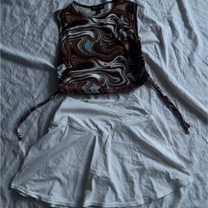 Urban Planet Brown and Blue Swirl Crop Top